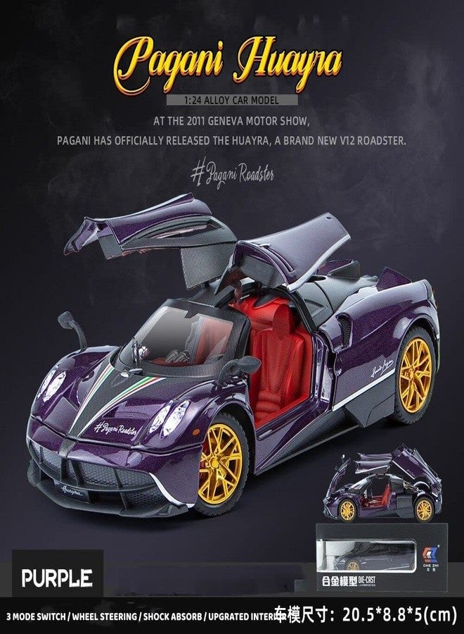 KENIRY1:24 Scale Exclusive Alloy Metal Pull Back Die-cast Car Model with Sound Light Mini Auto Toy for Kids Metal Model Toy Car with Sound and Light (1.24 Pagani HUARIYA-Blue) - Image 3